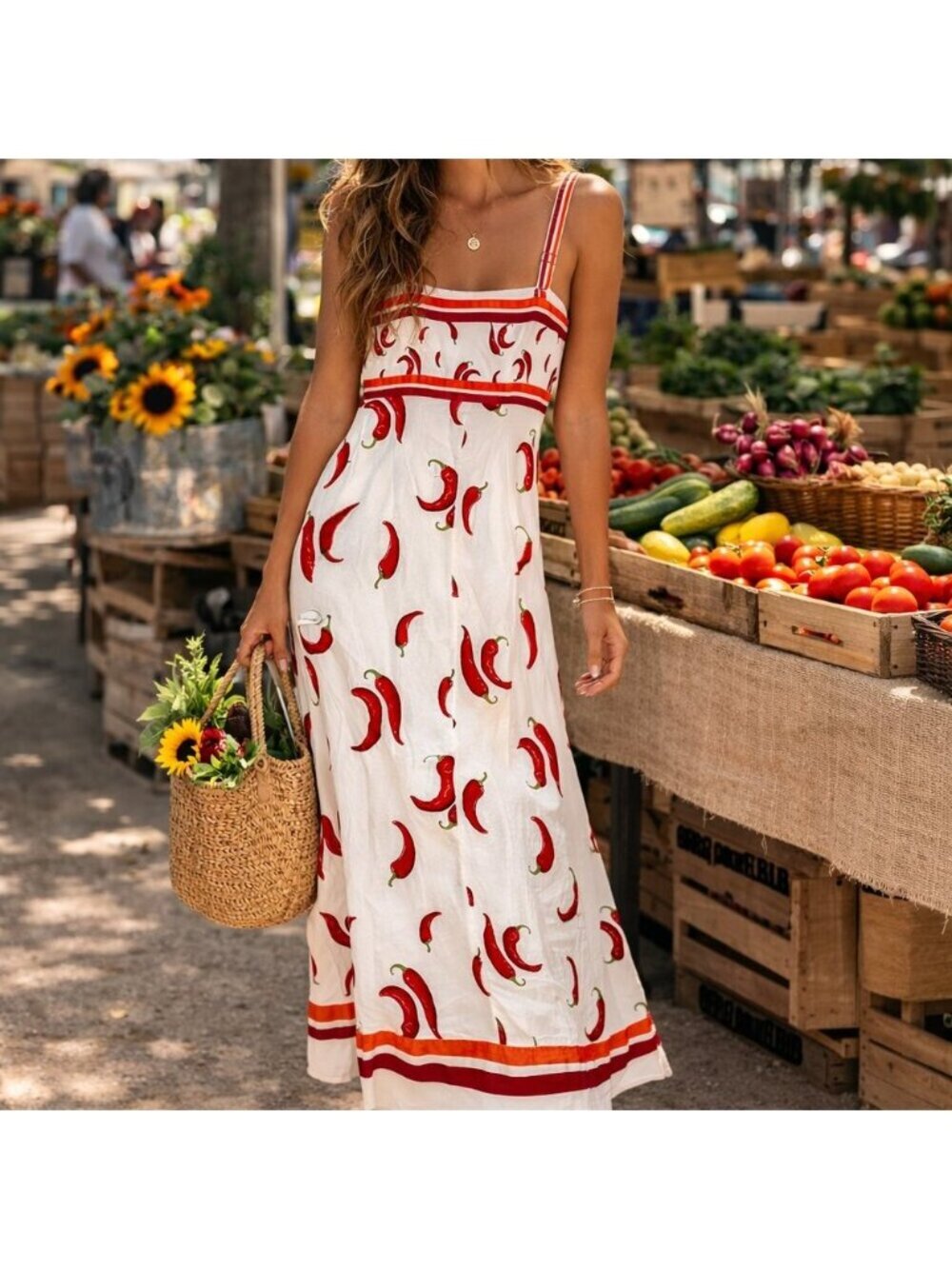 Rachel Zoe Hot Pepper linen Blend Dress Midi Dress S